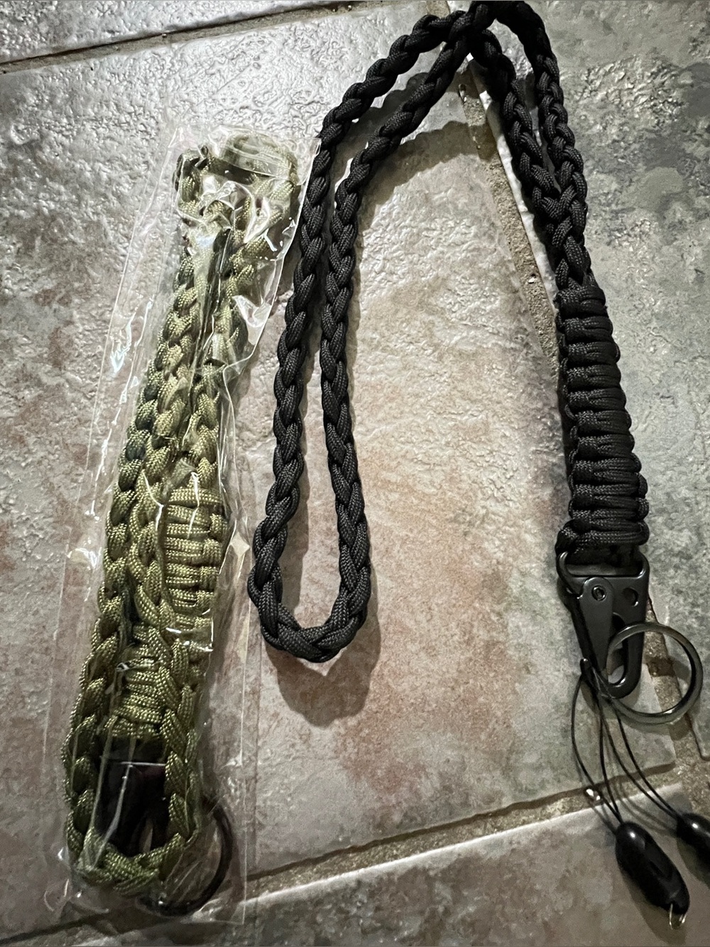 Black and Olive Braided Paracord Lanyard Key Strap
